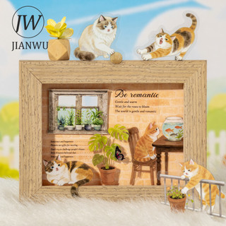 JIANWU Phiêu Lưu Của Mèo Con Dễ Thương Series Kawaii Mèo Phong Cảnh Chất Liệu Cắt Kéo Sổ Lưu Niệm PET Miếng Dán Tạp Chí Sáng Tạo Văn Phòng Phẩm