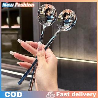 Thép không gỉ muỗng Hàn Quốc Dài xử lý Bộ đồ ăn dày khuấy đá muỗng bữa ăn muỗng gia đình bữa ăn tối muỗng