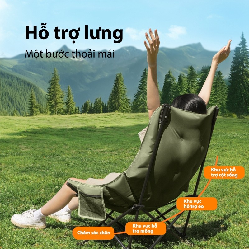 ghế gấp gọn Được nhồi bằng cotton 3cm, thoải mái và mềm mại, Tựa lưng có thể điều chỉnh，Tải trọng 150kg