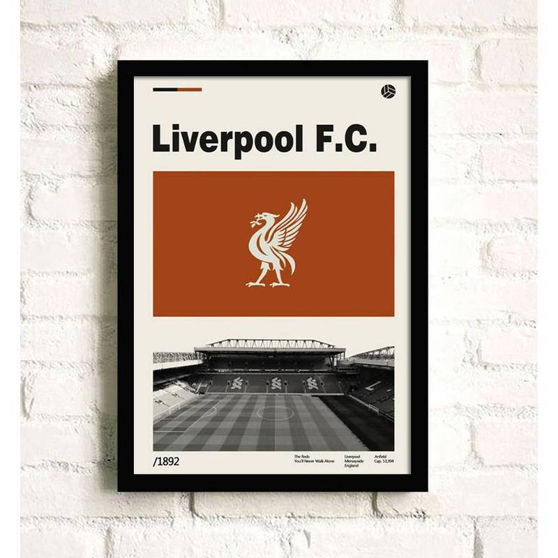 Liverpool Real Madrid Arsenal Manchester United Manchester City Câu lạc bộ bóng đá Retro Canvas Poster Nghệ thuật treo tường cho người hâm mộ Phòng ngủ Trang trí phòng khách