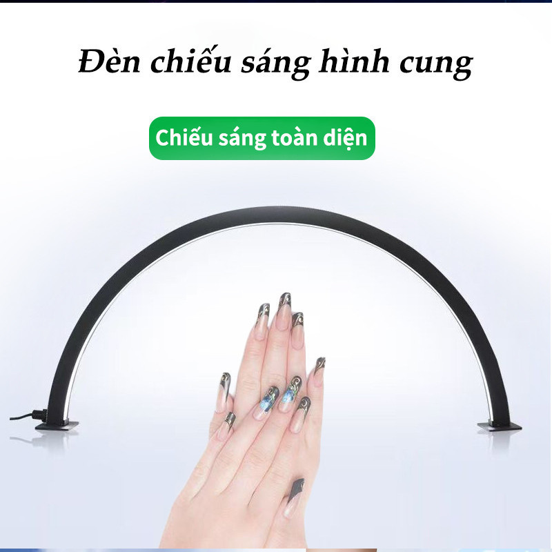 Đèn LED Làm Nail Bán Nguyệt Cao Cấp - 3 Màu Ánh Sáng, Dùng Cho Móng Tay, Móng Chân & Nối Mi