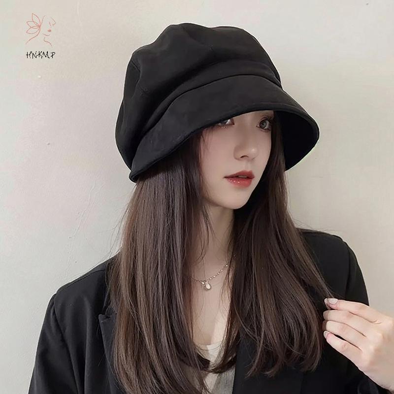 Mũ nồi retro da lộn slouchy cho bé gái thu đông, phong cách Hàn Quốc