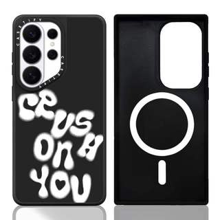 CASECASE X ILLIT WONHEE 's Edit Crush on you - Ốp lưng trắng mờ màu đen hút từ tính Samsung Galaxy S26 Ultra S25 S24 S23 Ultra Plus Mặt sau cứng có hộp khắc logo