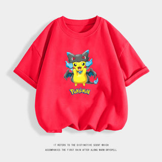 Áo thun in hình Pikachu phản diện dễ thương dành cho bé trai, vui nhộn, thoáng khí và thoải mái.