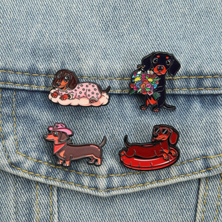 Hoạt Hình Dễ Thương Dachshund Men Trâm Sáng Tạo Cá Tính Chó Con Huy Hiệu Ba Lô Quần Áo Phụ Kiện Quà Tặng Cho Thú Cưng Người Yêu