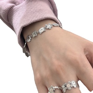 Vòng tay bạc S925 hình gấu bông cầm bánh gừng - Phong cách Hàn Quốc, trendy LJ0U