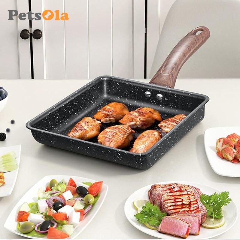 PETSOLA Chảo Chiên Trứng Dụng Cụ Ăn Sáng Tamagoyaki Nhật Bản Omelette Chảo Nồi Chảo Pancake Cho Dã Ngoại Nhà Bếp Cắm Trại Tiệc Gia Đình