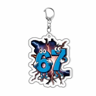 Anime Game STEAL A BRAINROT Blue 67 sahur Acrylic Keychain Cosplay Accessories Pendant Cartoon Funny Prop Xmas Gift