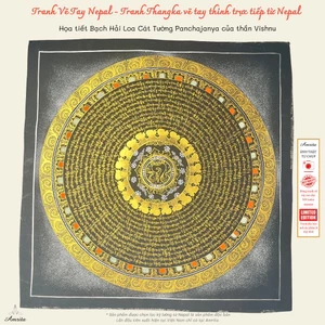 Họa tiết Bạch Hải Loa Cát Tường Panchajanya của thần Vishnu -CXNP382-Tranh Mandala - Amrita