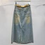 Mùa Hè 2026 Nữ Retro Rác Bùn Nhuộm Đau Khổ Váy Ôm Hơn Eo Cao Cắt Váy Denim Hông Váy Dài
