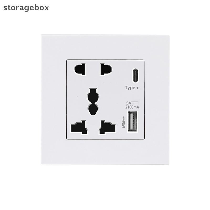 [Hộp lưu trữ] Bộ nguồn 2100MA USB Soet Bảng điều khiển quốc tế 13A UK Wall Type C Giao diện đẹp