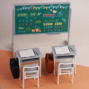 Exhila 2 Gói Mini Bàn Học Ghế Ba Lô Mô Hình Cho Nhà Búp Bê Bộ Sưu Tập Trang Trí