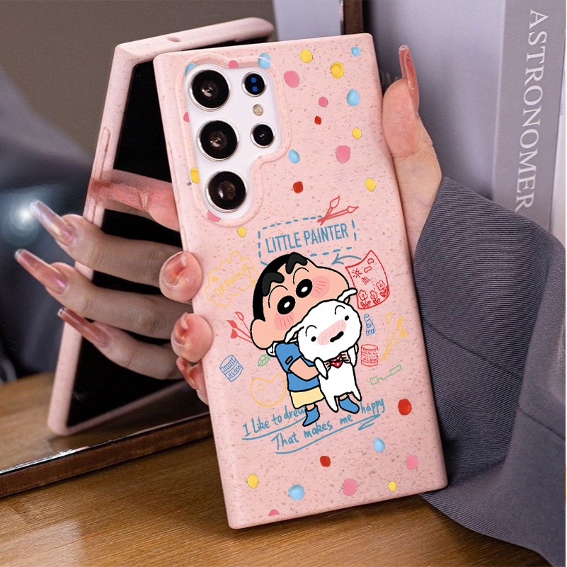 Dành Cho Samsung S26 Ultra S25 Ultra S24U S25FE A56 Họa Sĩ Crayon Shin-chan Vỏ Điện Thoại Mềm Rơm Lúa Mì Thân Thiện Với Môi Trường A55 S23 U / S22 / S20 FE A17 A07 Vỏ Samsung Chống Sốc