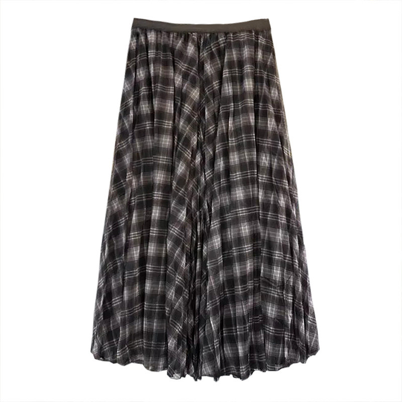 Váy dài eo cao phong cách retro màu sắc tương phản - Perfect cho mùa xuân