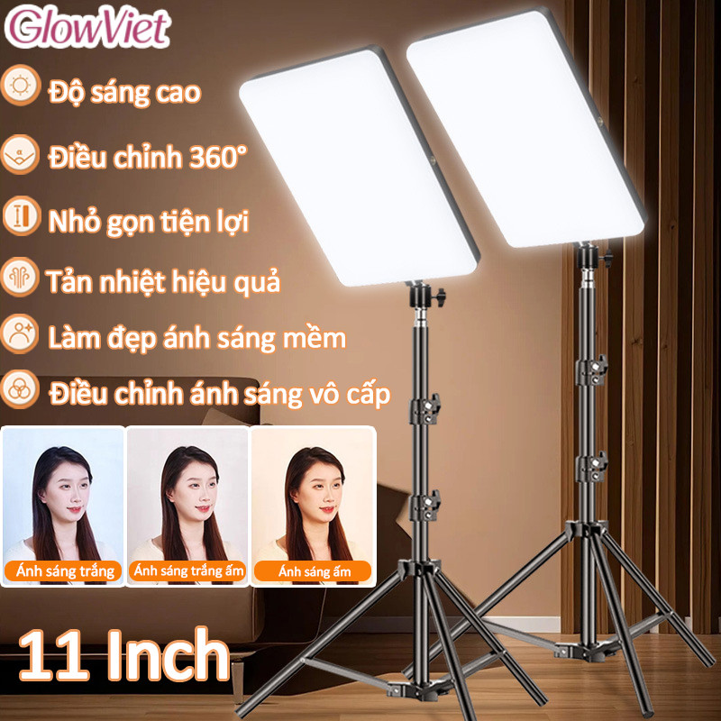 TNW 11 Inch Đèn LED Panel,Có chân đế 2.1m,3 màu có thể điều chỉnh,Đèn Studio,Trợ Sáng Livestream