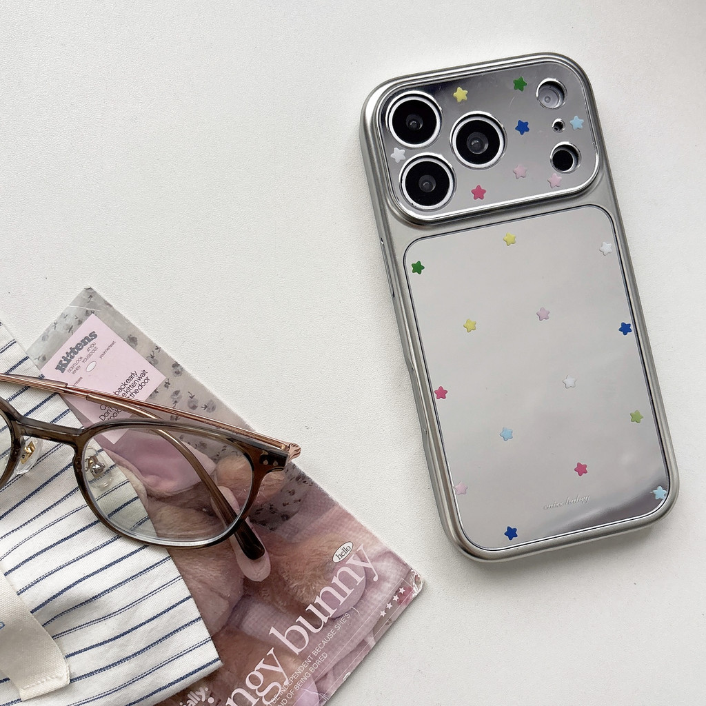 Ốp điện thoại Star Mirror đơn giản cho iPhone 17 Pro Max 17 16 15 14 13 Vỏ điện thoại chống rung
