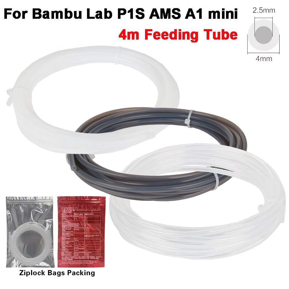 Ống PTFE Teflon 4x2.5mm cho ăn máy in YOLOGO, phụ kiện đùn dài 4m, kèm máy cắt, dùng cho Bambu Lab P1S AMS A1 mini