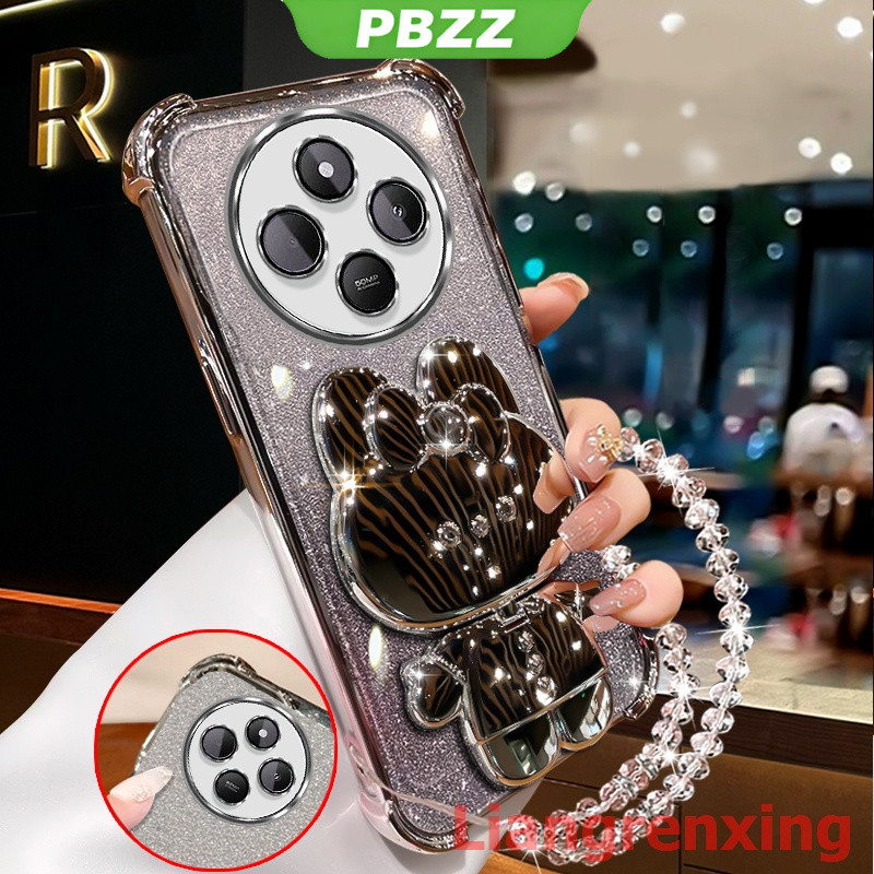 FOR ốp lưng Ốp điện thoại cho redmi 14c poco c75 2024 5g, vỏ mềm chống sốc, thiết kế mới, gương trang điểm thỏ có giá đỡ, dây buộc SJSFTUZJ02
