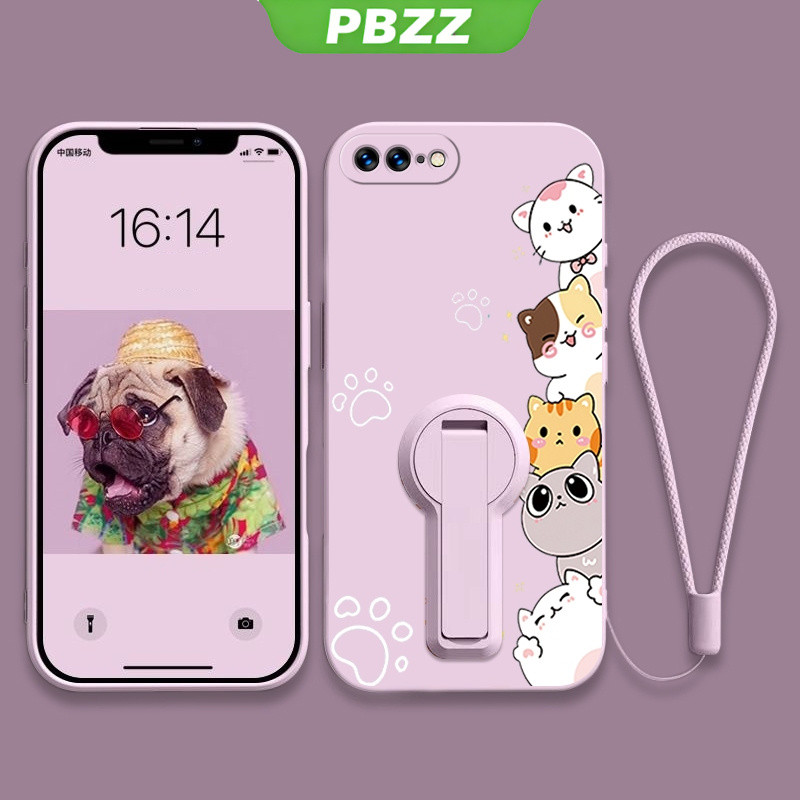 Ốp lưng cho iPhone 7 Plus, iPhone 8 Plus, iPhone SE 2 2020, ốp điện thoại iPhone SE, ốp mềm silicone lỏng chống sốc, thiết kế mới thẩm mỹ, hình mèo hoạt hình có giá đỡ YTXZDZMM01