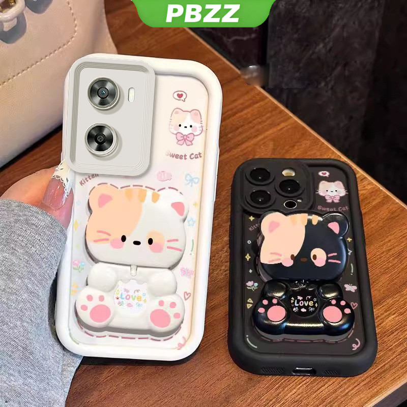 Ốp Lưng Cho oppo A57 2022 4g oppo a77s 5g Vỏ Điện Thoại Vỏ Mềm Silicon Chống Sốc Thiết Kế Mới Thẩm Mỹ Mèo Hoạt Hình Có Giá Đỡ Cho Gương JTMMZJ01