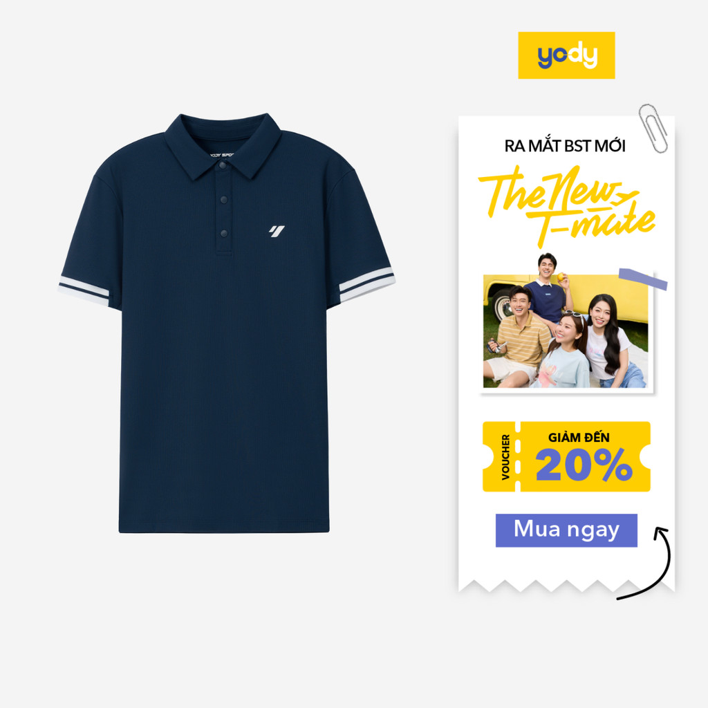 Áo Polo Nam Yody Waffle Thể Thao Phối Bo Tay MAPO25A470 | Shopee Việt Nam