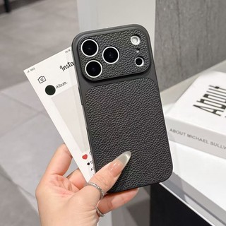Ốp Điện Thoại Da Họa Tiết Litchi Sang Trọng Cho iPhone 11 12 13 14 15 16 17 Pro Max Ốp Lưng Kinh Doanh Chống Sốc