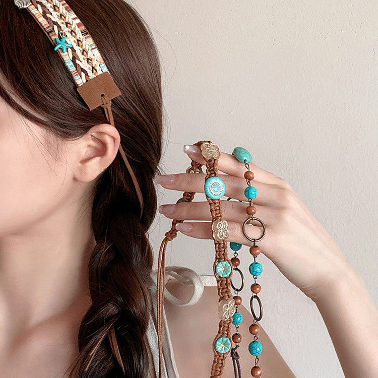 Đi Biển Phong Cách Kỳ Nghỉ Đính Hạt Thắt Lưng Retro Bohemian Phong Cách Dân Tộc Đầm Thắt Lưng Phụ Kiện Nữ Có Thể Điều Chỉnh Chiều Dài