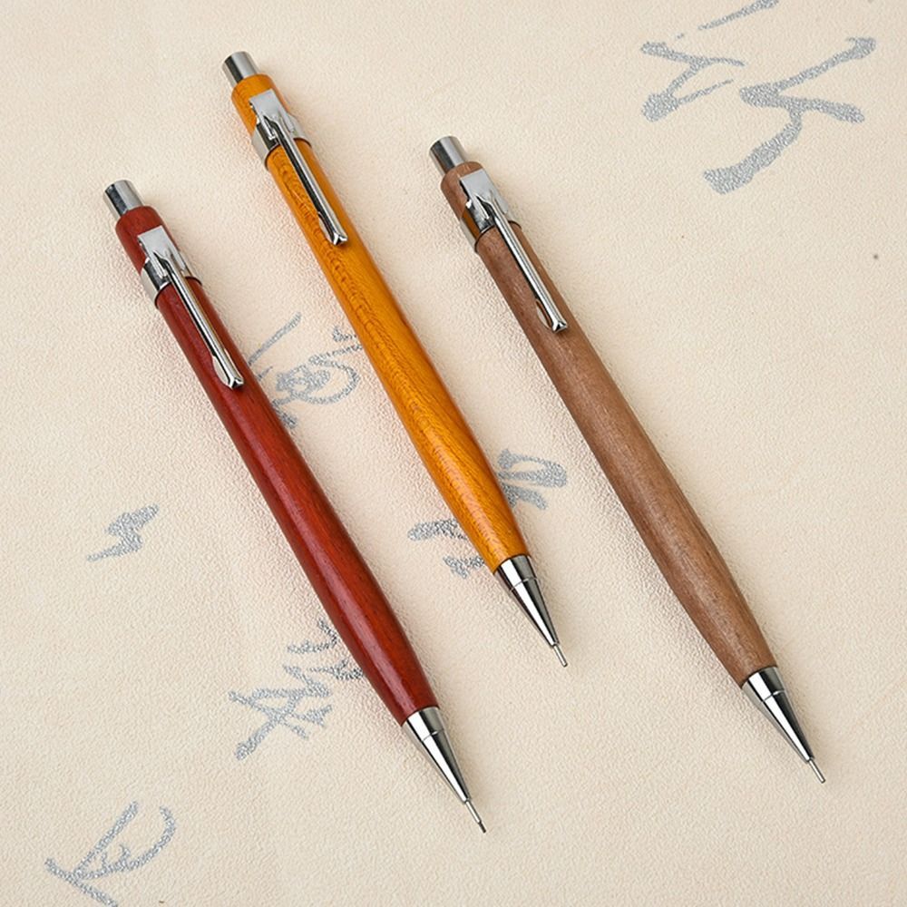 Bút chì cơ khí THFENG, Bút chì tự động bằng gỗ cầm tay thoải mái, Quà tặng bút chì đẩy lùi 0,5mm đa chức năng