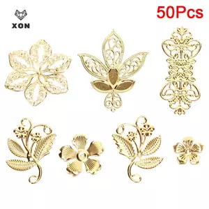 Vintage Lá Kim Loại Filigree Cho DIY Trang Sức Làm - 50 Chiếc thủ công