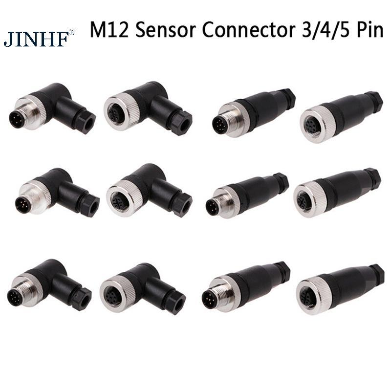 Đầu nối cảm biến JINHF 1Pc M12 3 / 4 / 5 pin nam / nữ thẳng / phải phích cắm HOT