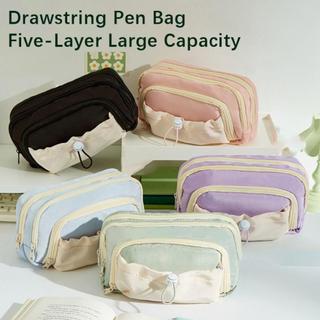 Túi đựng bút HOMELYHUB, Bút chì dây rút năm lớp, Dây kéo đa chức năng Bộ sắp xếp văn phòng phẩm sức chứa lớn Sinh viên