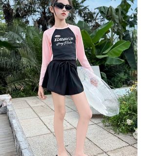 Đồ bơi 2 mảnh cho bé gái tay dài - váy bơi thể thao nhanh khô đi biển mùa hè
