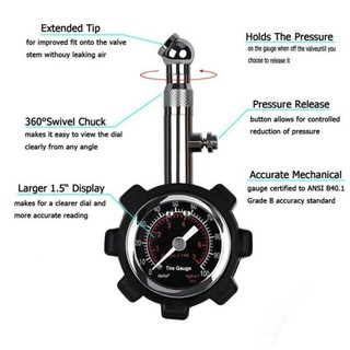 Máy đo áp suất lốp xe hơi 100psi có nút reset Đồng hồ đo áp suất lốp، Thiết kế nhỏ gọn, bơm lốp định kỳ