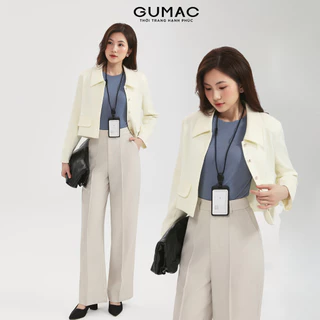Áo khoác nữ dáng lửng GUMAC form suông 2 nắp túi tạo kiểu chất liệu bố đứng form LOWF0903