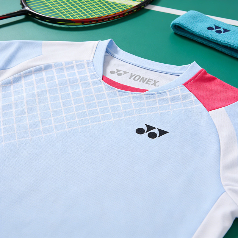 Áo sơ mi cầu lông YONEX tay ngắn cho cả nam và nữ, thoáng khí phù hợp tập luyện