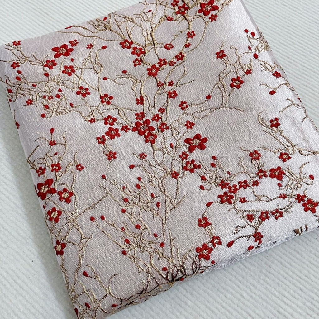 0.5 / 1 Mét Hoa Mận Dập Nổi Vải Jacquard Retro Tutu Váy Vàng Lụa Tự Làm Cứng DIY Nữ Thời Trang Đầm Vải Trang Trí TJ20998