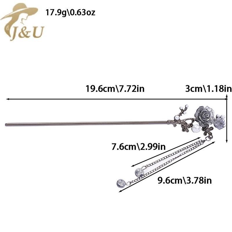 JU Kẹp tóc vintage bướm hoa phong cách Trung Hoa, phụ kiện Hanfu nữ tính