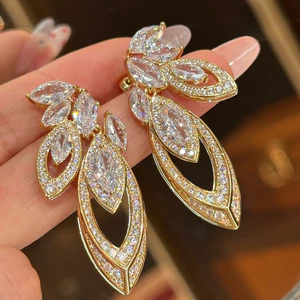 Bông tai Zircon thời trang tua rua thanh lịch sang trọng phong cách mới