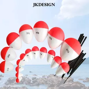 JKDESIGN - Bộ 10 Phao Câu Cá Bobber EVA 3/5/10/20g, Màu Đỏ và Trắng, Chất Lượng Cao