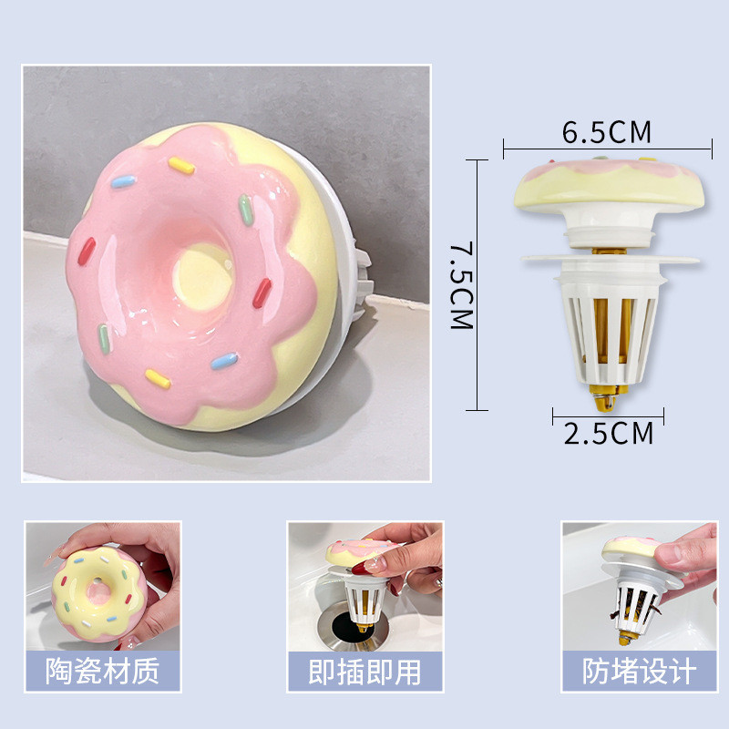 Donut Ceramic Bounce Core Drainer Chậu rửa loại đẩy phích cắm khử mùi