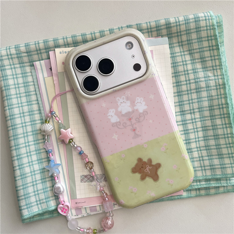 IPhone 17 Pro max 16 Pro max Chắp vá Họa tiết gấu bãi cỏ TPU materia IMD quá trình in hai lớp Vỏ điện thoại