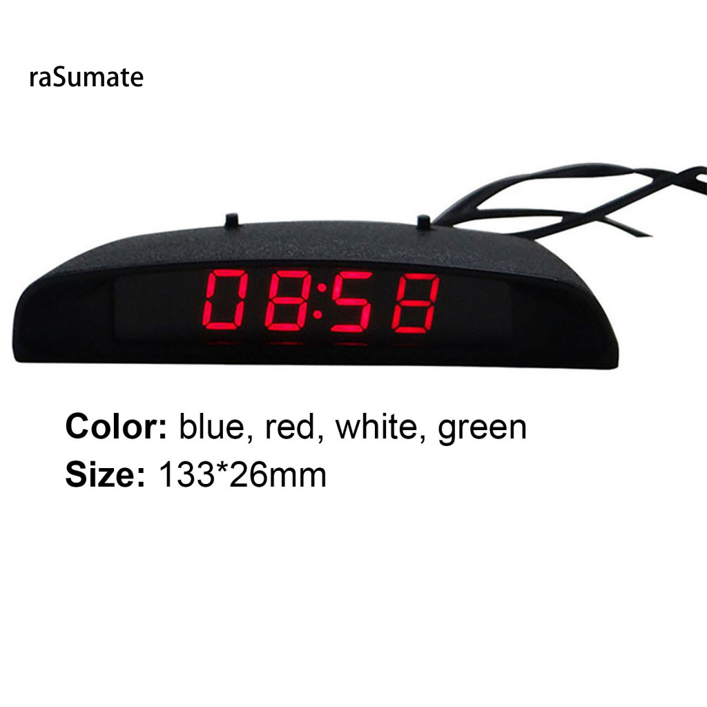 < rasumate > Đồng hồ điện tử Tấm che bóng chức năng 3 trong 1 Đồng hồ điện tử LED ABS cho ô tô