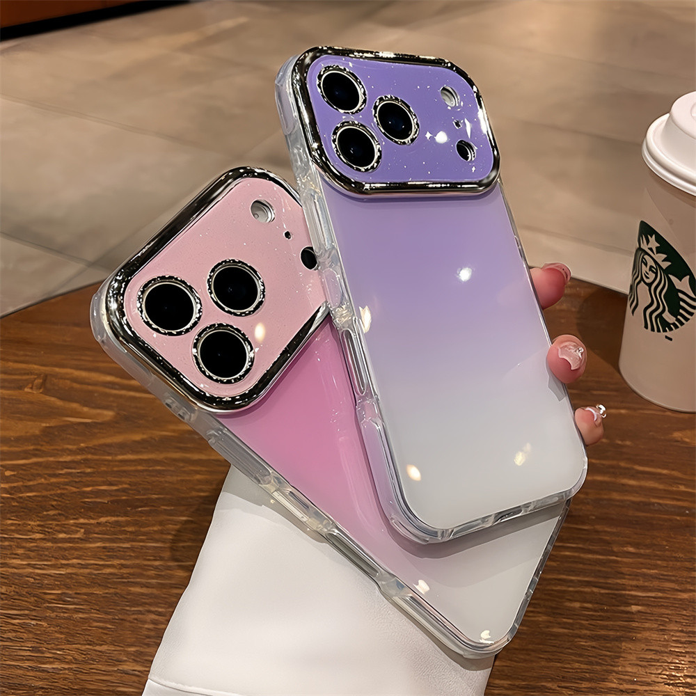 Ốp điện thoại lấp lánh gradient màu cho IPhone 17 Pro Max 13 14 15 16 pro max Vỏ bảo vệ điện thoại màu chống rơi Vỏ silicon mềm Ốp lưng trong suốt