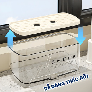 Kệ Đựng Đồ Rửa Chén Nhựa ABS Trong Suốt, Giá Đựng Bồn Rửa Chén Bát Có Khay Thoát Nước Tiện Lợi
