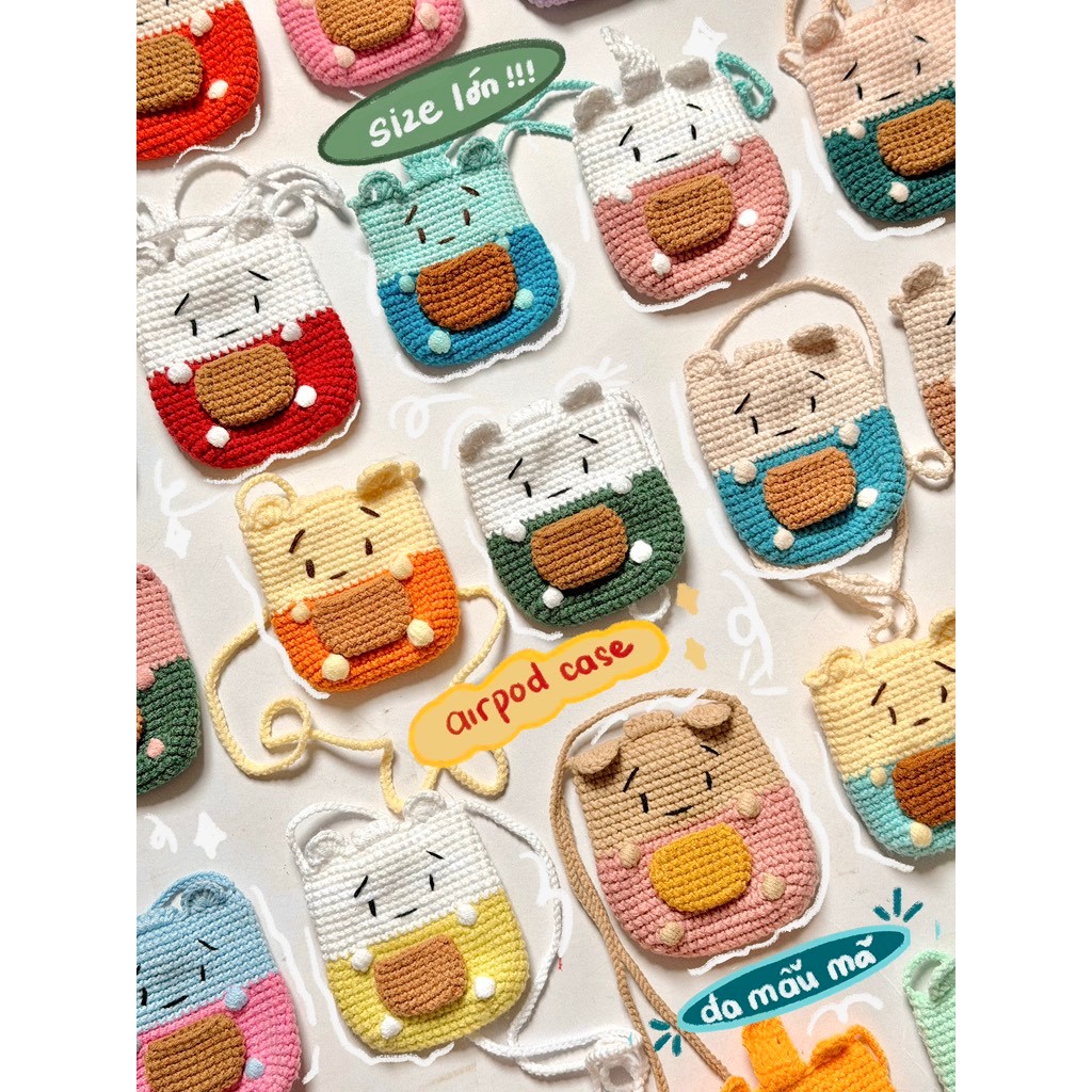 Túi Len Đựng Airpods Gấu Pooh Đeo Chéo Em Bé Mini Handmade Airpod Tiền Lẻ Hình Gấu Dễ Thương Haste Quà Tặng Bạn Bè