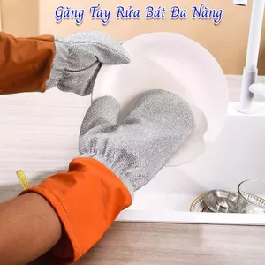 Găng Tay Rửa Chén Bằng Kim Loại, Găng Tay Cọ Rửa Xoong Nồi, Găng Tay Dày 3 Lớp Chống Thấm Nước Đa Năng