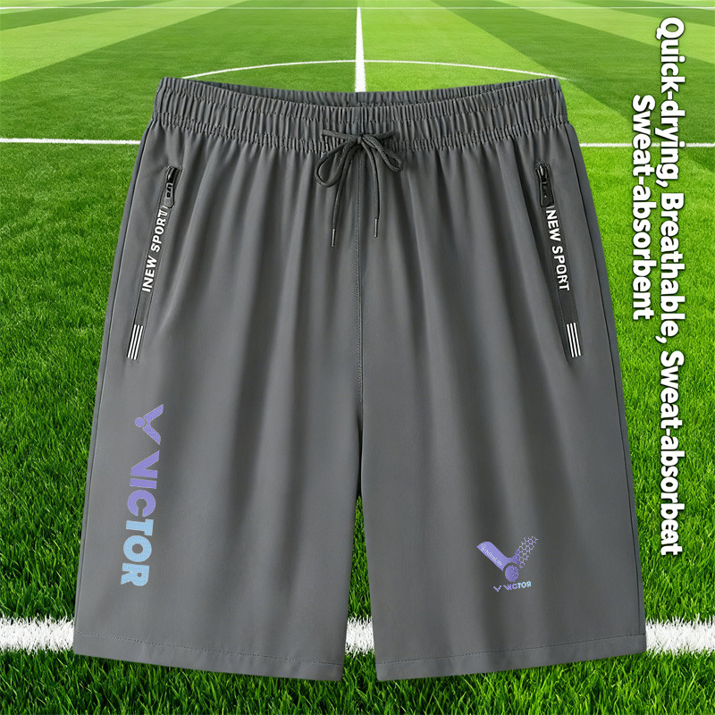 Quần short Victor ice silk mỏng cho nam nữ, phù hợp chạy bộ và tập thể thao như bóng rổ, đi xe đạp với dây kéo co giãn eo