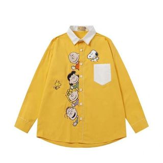 Dễ thương áo sơ mi dài tay Snoopy với hình hoạt hình mới lạ