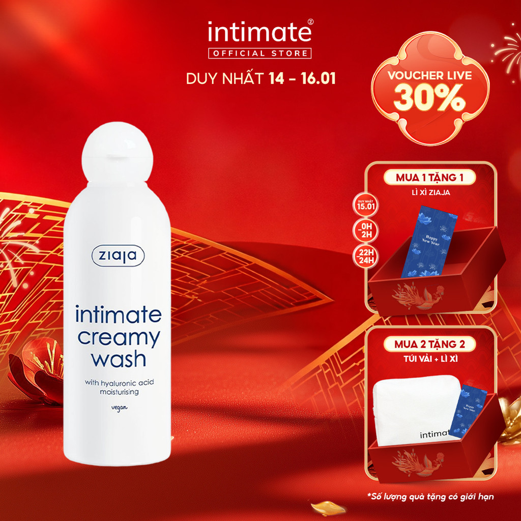 Dung Dịch Vệ Sinh Phụ Nữ Intimate With Hyaluronic Acid ZIAJA Hỗ Trợ Dưỡng Ẩm,Cân Bằng pH, Làm Sạch 200ml
