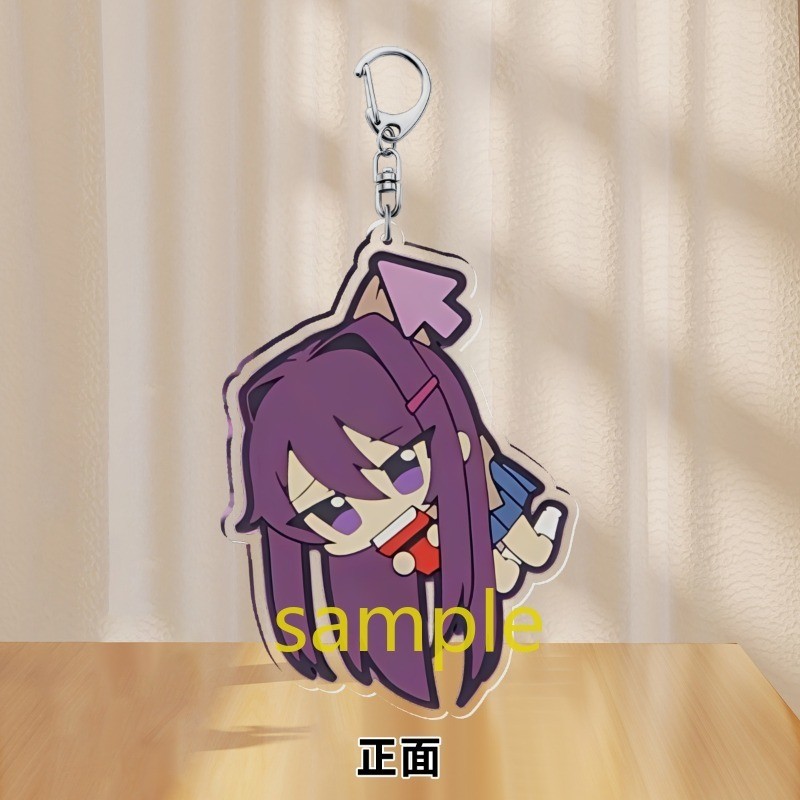 Monika Sayori Yuri Anime KeyChain Doki Doki Literature Club Men Key Chain for Women Cartoon Figure Acrylic